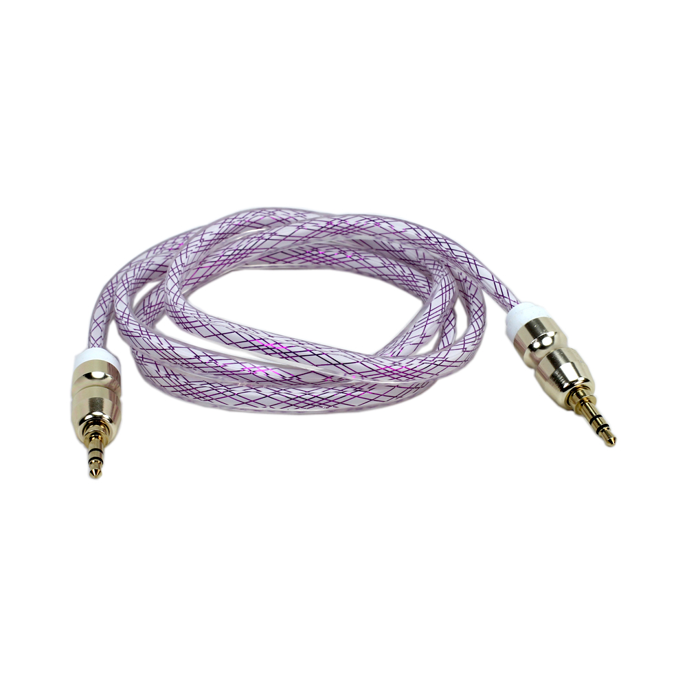 Auxiliary Music Cable 3.5mm to 3.5mm Heavy Duty Braided Wire (Purple)